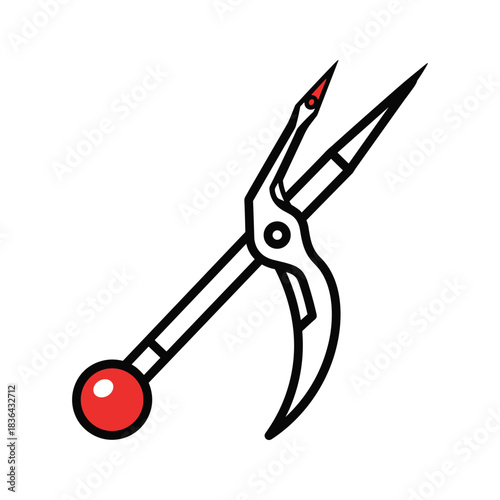 Proportional Divider Tool Line Art Icon with Red Accents