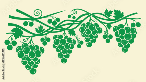 Black Silhouette of Grapevine with Bunches of Grapes grapes, grapevine, silhouette