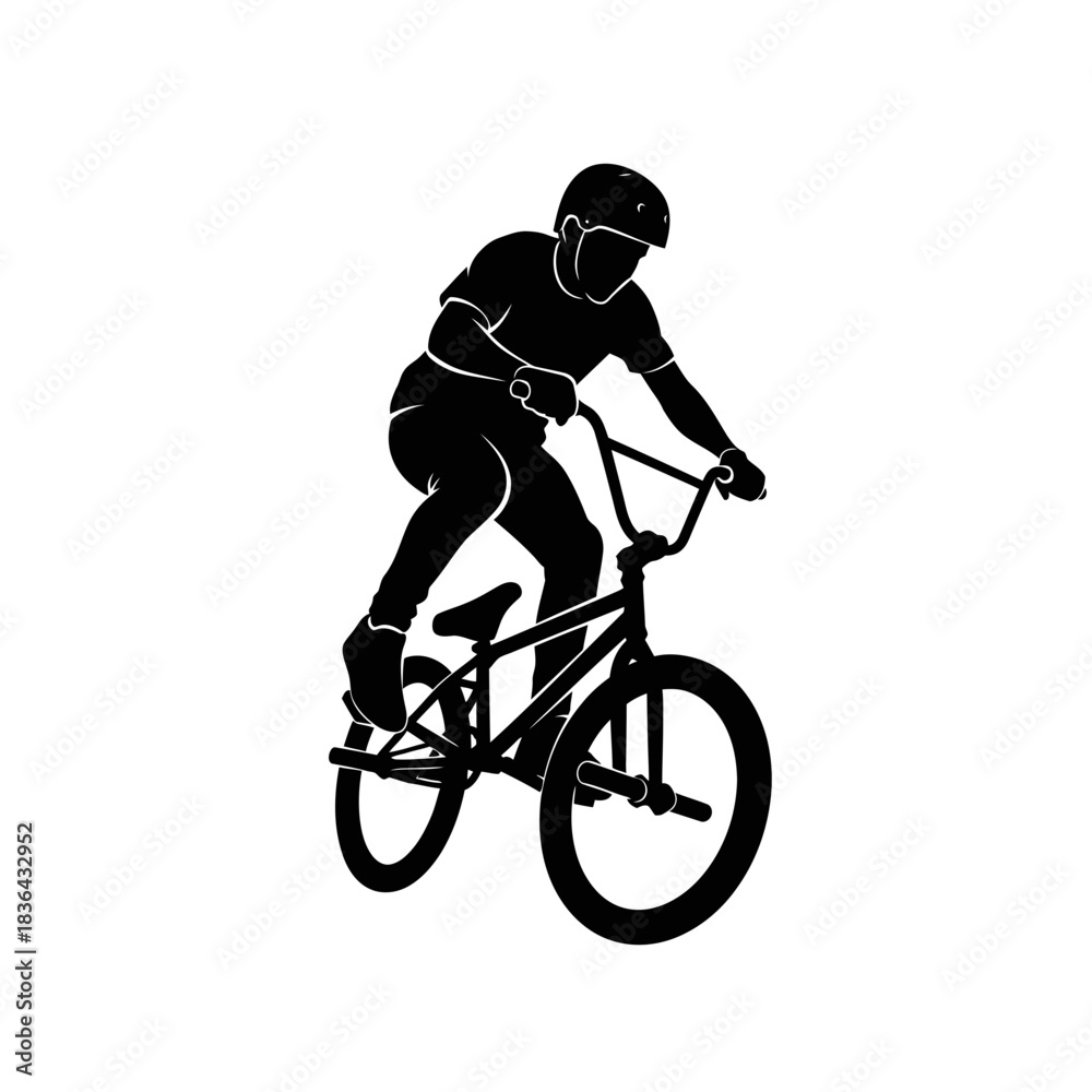 Fototapeta premium BMX Bike Rider Silhouette – Extreme Cycling Freestyle Stunt Vector