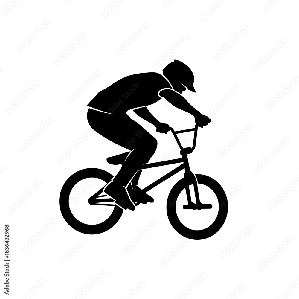 Fototapeta premium BMX Rider Jump Silhouette – Extreme Bicycle Stunt Action Vector
