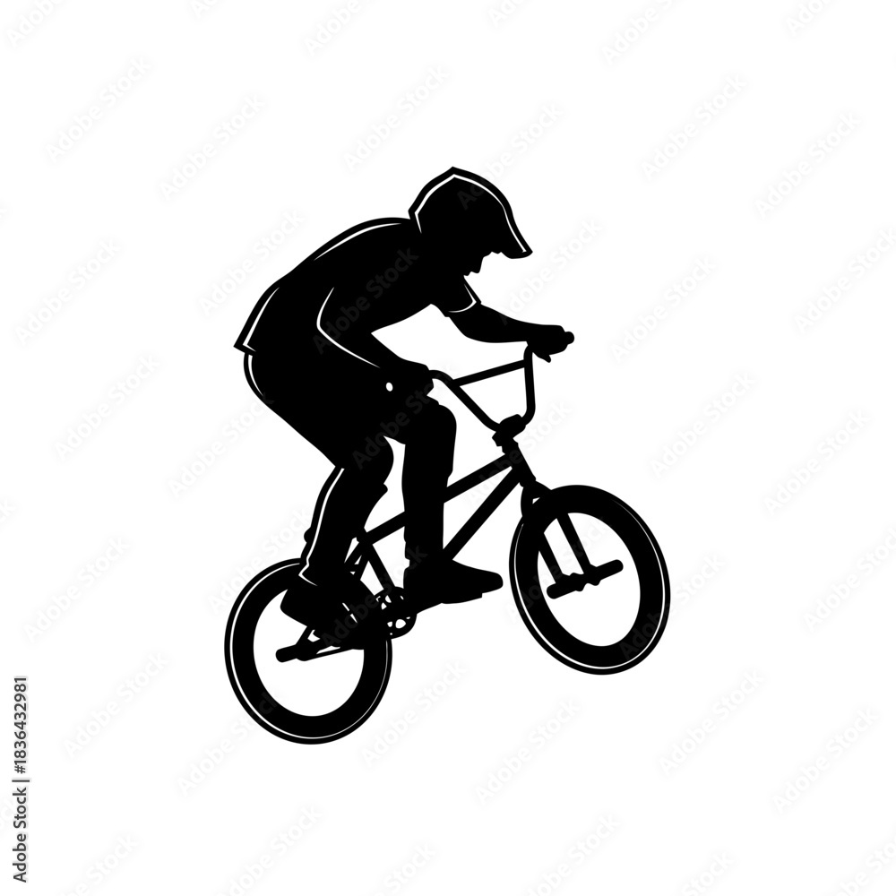 Fototapeta premium BMX Bike Rider Silhouette – Extreme Cycling Freestyle Stunt Vector