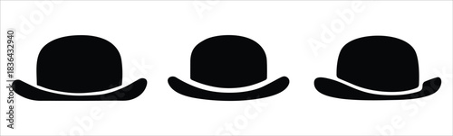 Top hat icon collection. Solid, filled icon set of top hats: classic hat, silk, magicians , vintage , steampunk top hat, wedding top. Vector icon. Hat icon filled flat sign concept for web design.Hat 