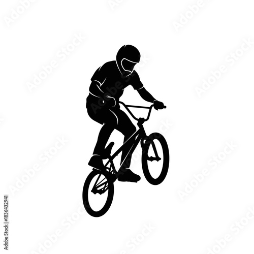 BMX Rider Jump Silhouette – Extreme Bicycle Stunt Action Vector