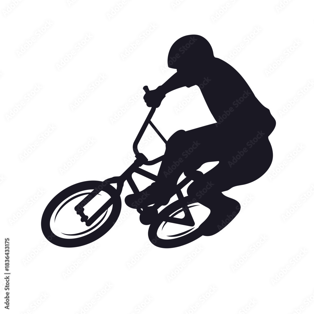 Fototapeta premium BMX Bike Rider Silhouette – Extreme Cycling Freestyle Stunt Vector
