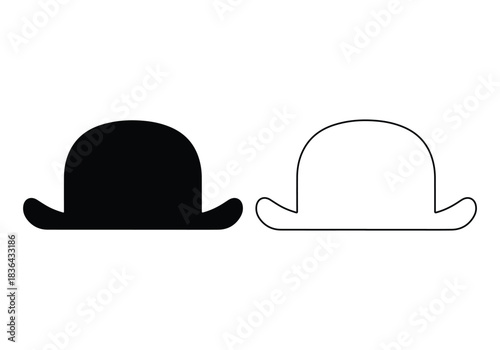 Top hat icon collection. Solid, filled icon set of top hats: classic hat, silk, magicians , vintage , steampunk top hat, wedding top. Vector icon. Hat icon filled flat sign concept for web design.Hat 