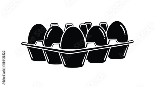 Carton of Black Eggs on White Background egg carton, eggs, food, breakfast, organic