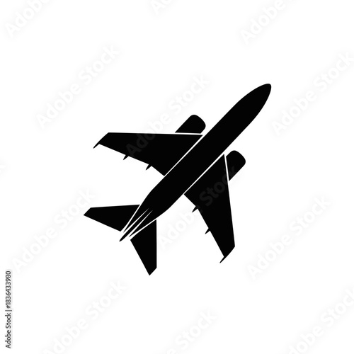 Airplane Silhouette Icon – Minimal Jet Flight Vector Design