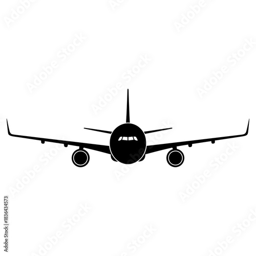 Airplane Silhouette Icon – Minimal Jet Flight Vector Design