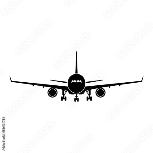 Airplane Silhouette Icon – Minimal Jet Flight Vector Design