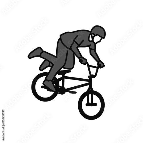 BMX Bike Rider Silhouette – Extreme Cycling Freestyle Stunt Vector