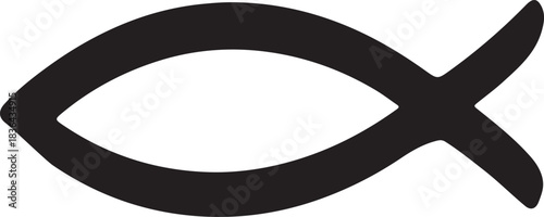 Christian Fish (Ichthys) Symbol Icon Silhouette, Jesus Fish Faith Vector