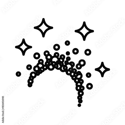 Shine and Clean Effect Icon with Sparkling Stars and Bubbles
