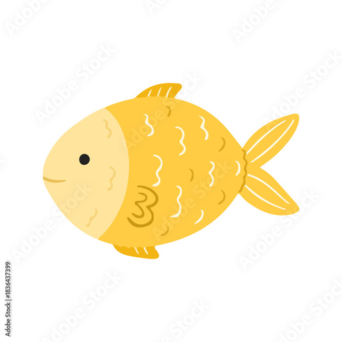 Cute Yellow Goldfish Cartoon Illustration