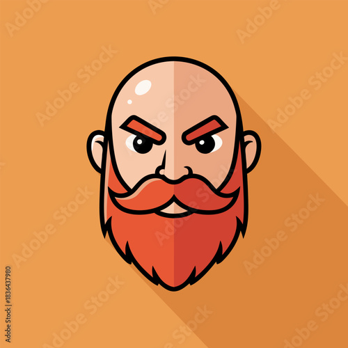 Vector illustration of a stern bald man with a red beard, flat design for various applications