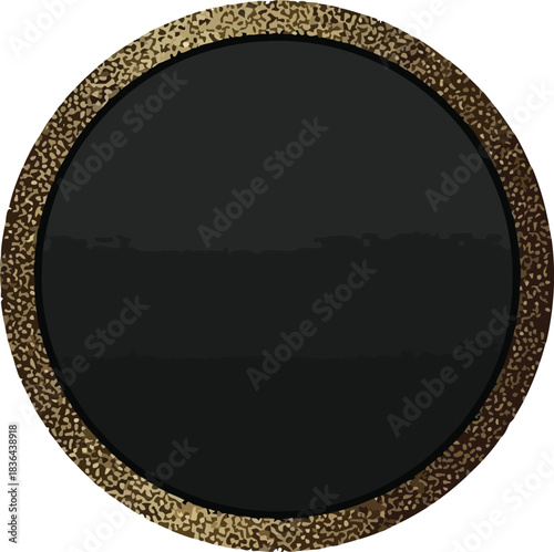 Vintage Style Circle Badge with Gold Border and Black Center for Design Projects