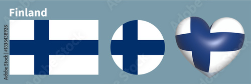 flag of Finland 3d icon vector illustration heart 