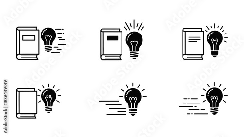 Book and Light Bulb Icons Symbolizing Knowledge Ideas and Innovation.