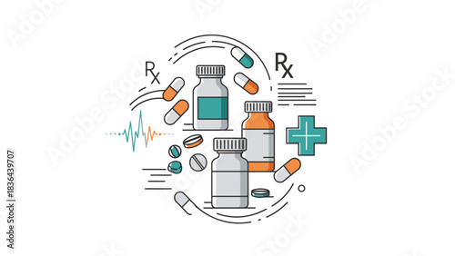 Pharmaceuticals and Medical Supplies - A Colorful Illustration of Healthcare.