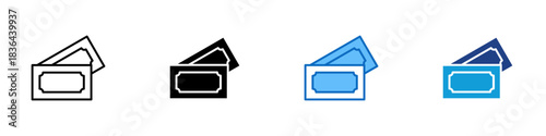 Banknotes Multiple Style Icon Design Vector - two overlapping rectangular banknotes, indicating physical money used in a direct transaction