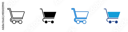 Cart Multiple Style Icon Design Vector - shopping cart symbolizing purchasing goods, online shopping, or adding items to a cart