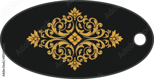 Floral Ornament on Black Oval Shape