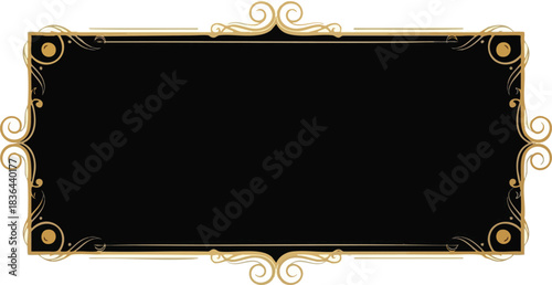 Elegant Black Frame with Golden Accents for Displaying Text or Images