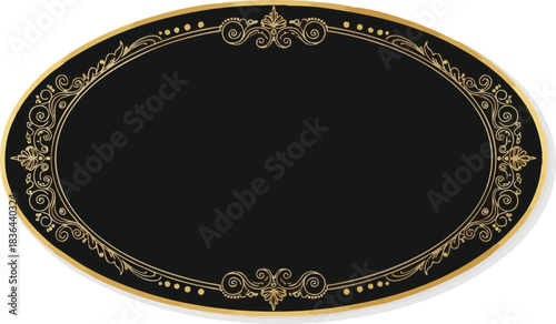 Vintage Oval Frame with Ornate Gold Detailing and a Deep Black Center