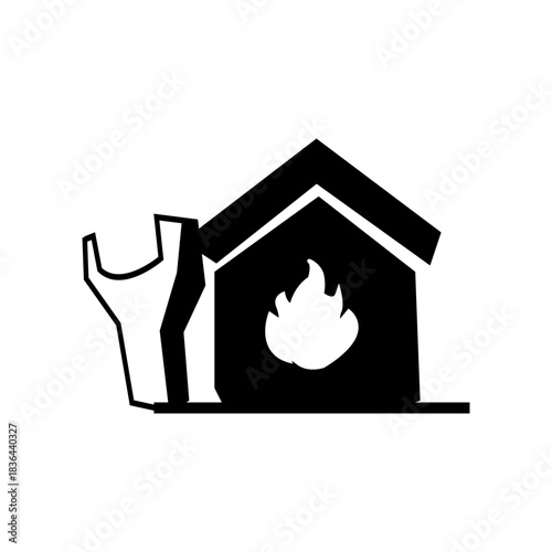 fireplace home glyph icon illustration vector