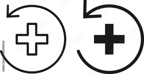 Health Recovery Icon Set. Rehabilitation and Healing Symbols. Surgery Care and Wellness Restoration Icons collection. Recuperation Journey and Health Improvement Indicator. 