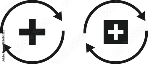 Health Recovery Icon Set. Rehabilitation and Healing Symbols. Surgery Care and Wellness Restoration Icons collection. Recuperation Journey and Health Improvement Indicator. 