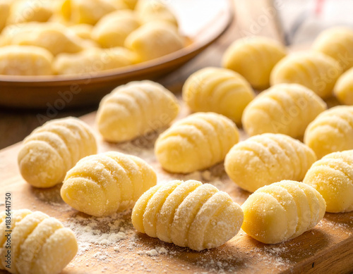 Fresh gnocchi ready for cooking. The photos capture the authentic atmosphere of Sunday cooking, with natural light and details of the handiwork typical of Italian tradition.	
