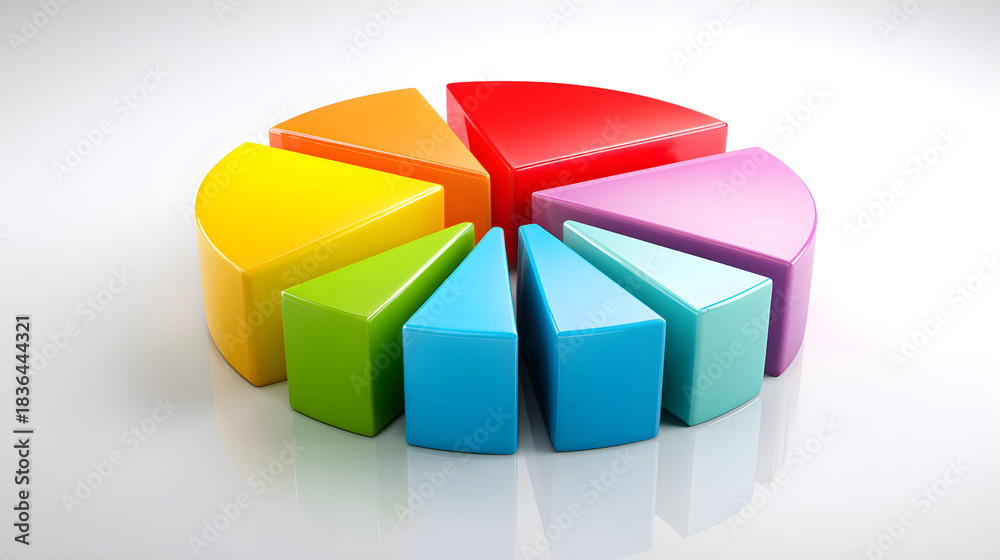 Fototapeta premium Colorful pie chart segments representing business data analysis and share
