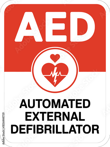 Automated External Defibrillator AED Sign for Emergency Heart Health Support and First Aid Safety Information
