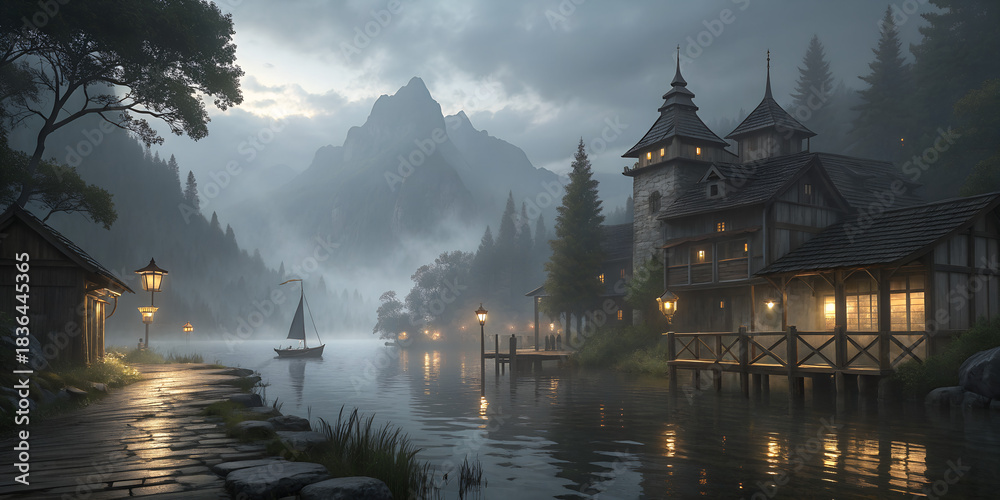 Fototapeta premium Whispers of Dawn on the Still Waters