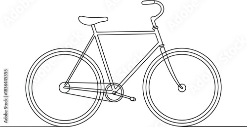 Black outline of a vintage bicycle on white bike retro