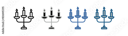 
candelabra icon set multiple style collection with three candle designs and holders