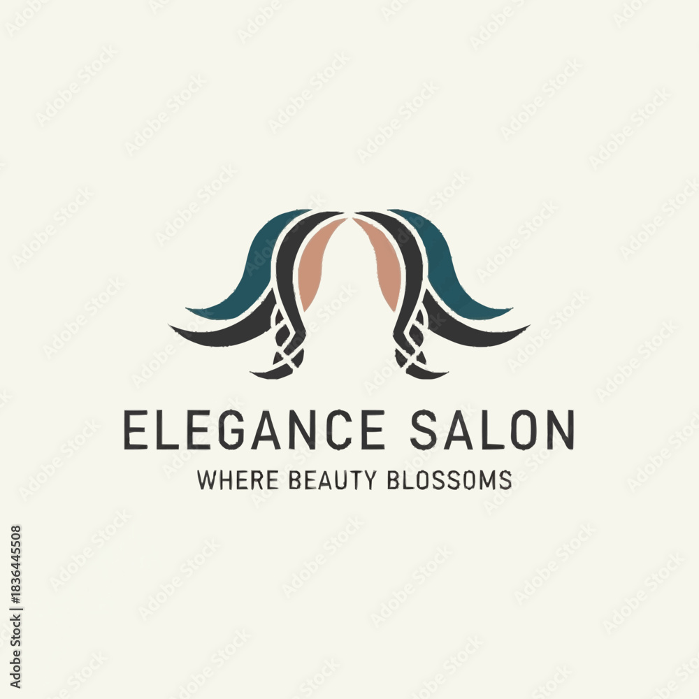Fototapeta premium Elegance Salon Logo with Stylized Hair Design and Slogan.