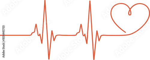 Heartbeat line forming a heart shape against a light background in simple design