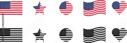 United States flag set icon. American flag USA design. united states flag. Rendered USA flag. the USA national flag