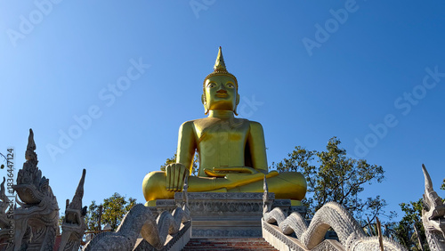 The Gold Giant Buddha statue in Vientiane, Lao, Asia