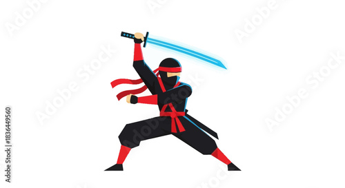 Stealthy Samurai: A masked warrior in traditional attire wields a gleaming blade, embodying the spirit of stealth, precision, and the art of combat.