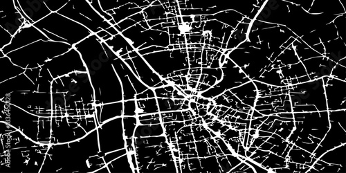 Distressed black and white grunge film texture with old stained and scary scratched dusty various veins and geometric wave lines, broken glass texture with white abstract cracks.