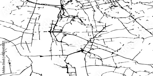 Abstract scratches on white surface with various abstract geometric lines, black and white sketch line art of grunge stained map concept abstract line silhouette vector design.