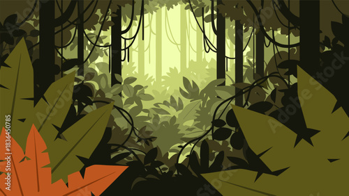 Lush Green Jungle Illustration A Tropical Forest Scene