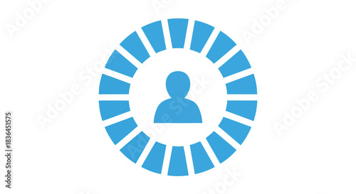 Blue user profile icon surrounded by a circular loading or progress indicator