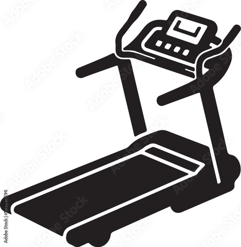 Treadmill silhouette icon illustration symbolizing fitness, exercise, and a healthy lifestyle indoors.