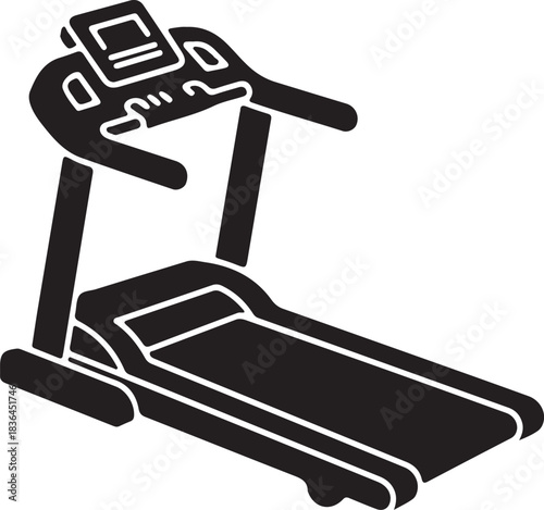 Treadmill icon for fitness, exercise, and gym workout routines. cardio equipment silhouette graphic.