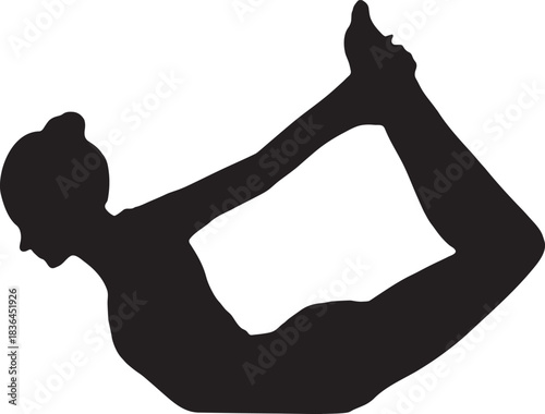 Silhouette of Woman Doing Yoga Bow Pose (Dhanurasana)