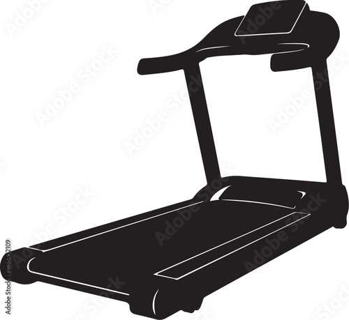 Treadmill fitness exercise running machine silhouette vector graphic illustration gym equipment