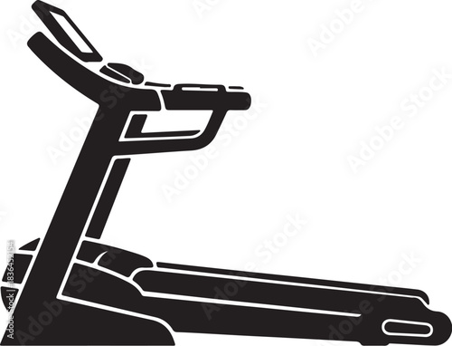 Treadmill exercise machine silhouette on white background for health, fitness, and cardio workout